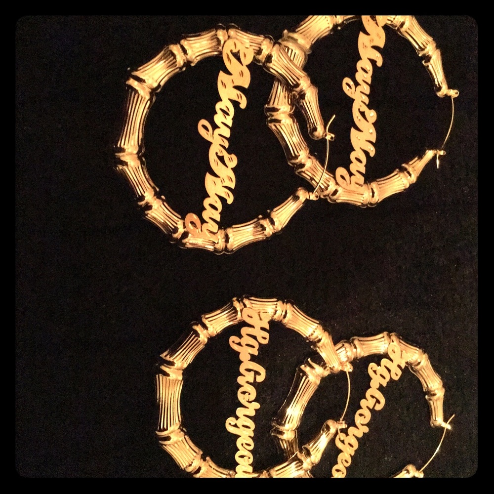 Bamboo door knocker earrings